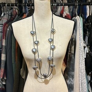 Leather Chain Hearts Necklace